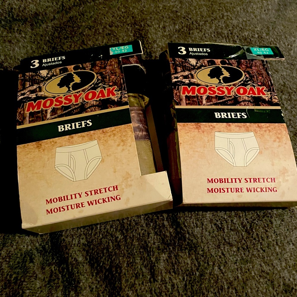 NWT - Men’s size XL camouflage briefs by Mossy Oak. Two packs of three.